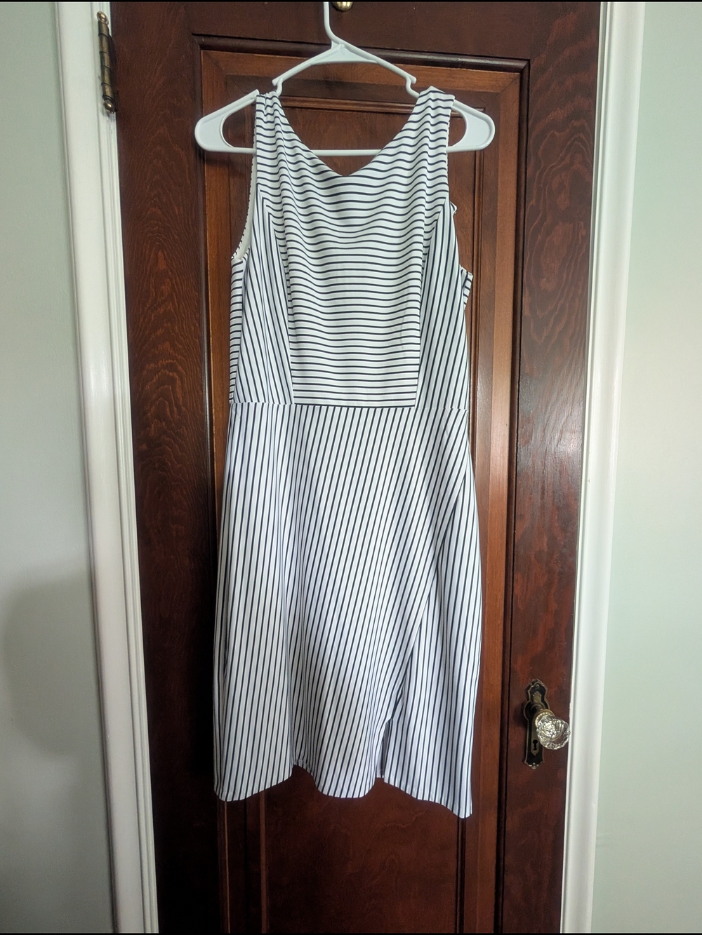 White House Black Market Black and White Striped Midi Dress